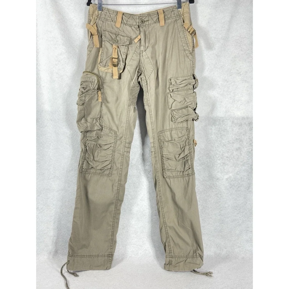 Vintage Polo Ralph Lauren Pants Womens 8 Khaki Paratrooper Military Cargo Y2K
